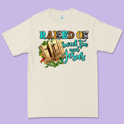 Raised On Sweet Tea And Jesus Premium Tee Designed By Adodesignshop