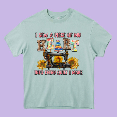 I Sew A Piece Of My Heart Into Every Quilt I Make Heavy Core Tee Designed By Adodesignshop