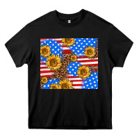 Black basic sunflower and leopard Heavy Core Tee - AdoDesignShop