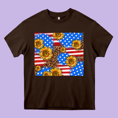Basic Sunflower And Leopard Heavy Core Tee Designed By Adodesignshop