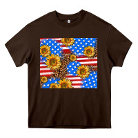 Chocolate Brown basic sunflower and leopard Heavy Core Tee - AdoDesignShop