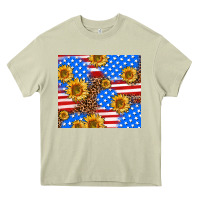 Mossy basic sunflower and leopard Heavy Core Tee - AdoDesignShop