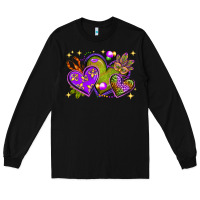 Black Mardi Gras Hearts Long Sleeve Tee - BundleAndBundleShop