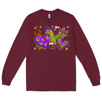 Burgundy Mardi Gras Hearts Long Sleeve Tee - BundleAndBundleShop
