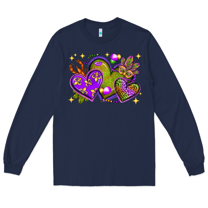 Mardi Gras Hearts Long Sleeve Tee by BundleAndBundleShop | Teevron