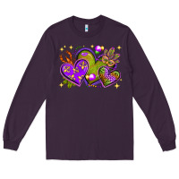 Plum Mardi Gras Hearts Long Sleeve Tee - BundleAndBundleShop