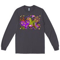 Smoke Mardi Gras Hearts Long Sleeve Tee - BundleAndBundleShop