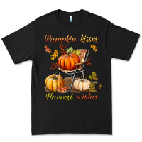 Black pumpkin kisses harvest wishes Premium Tee - BundleAndBundleShop