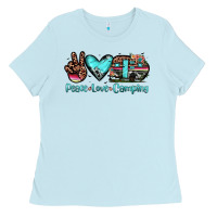 Baby Blue peace love camping Ladies Tee - JahusDesignShop