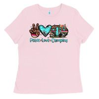 Bubblegum Pink peace love camping Ladies Tee - JahusDesignShop