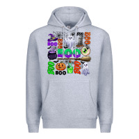 Heather Grey boo halloween Premium Hoodie - CowGirlArtShop