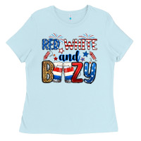 Baby Blue red white and boozy Ladies Tee - RanaPortraitStore