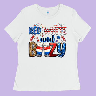 Red White And Boozy Ladies Tee Designed By Ranaportraitstore
