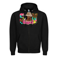 Black Afro woman with sunkissed Zipper Hoodie - NancyCooperArtShop