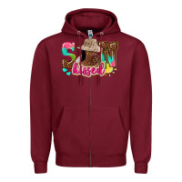 Burgundy Afro woman with sunkissed Zipper Hoodie - NancyCooperArtShop