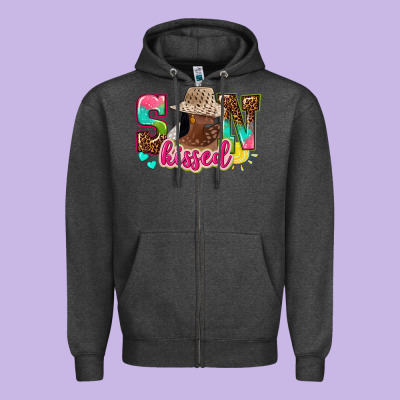 Afro Woman With Sunkissed Zipper Hoodie Designed By Nancycooperartshop
