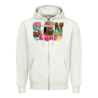 Oatmeal Heather Afro woman with sunkissed Zipper Hoodie - NancyCooperArtShop