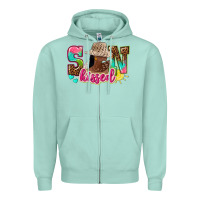 Seafoam Afro woman with sunkissed Zipper Hoodie - NancyCooperArtShop