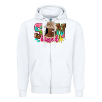 White Afro woman with sunkissed Zipper Hoodie - NancyCooperArtShop