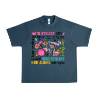 Midnight Navy hair stylist typography Urban Heavy Tee - MaliasSmallBusiness
