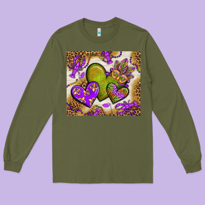 Mardi Gras Hearts Tumbler Bbs Long Sleeve Tee Designed By Bundleandbundleshop