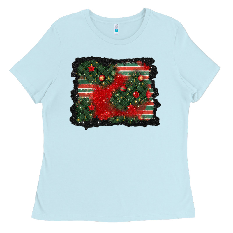 Christmas Ornament Background Ladies Tee by BundleAndBundleShop | Teevron