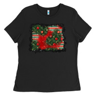 Black christmas ornament background Ladies Tee - BundleAndBundleShop