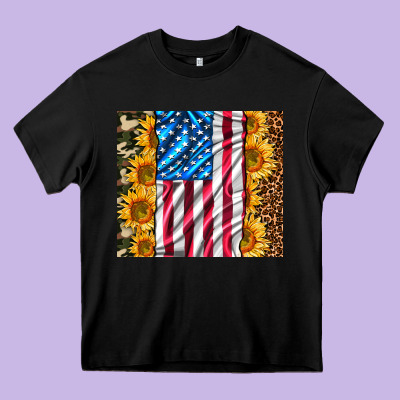 American Realistic Flag Heavy Core Tee Designed By Adodesignshop