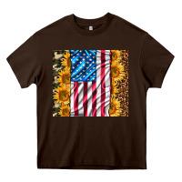 Chocolate Brown american realistic flag Heavy Core Tee - AdoDesignShop