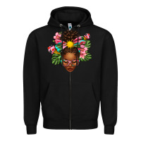 Black Afro Woman Summer Zipper Hoodie - texasbilliewilder