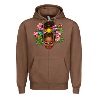 Chestnut Afro Woman Summer Zipper Hoodie - texasbilliewilder