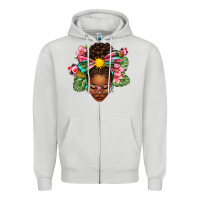 Dove Grey Afro Woman Summer Zipper Hoodie - texasbilliewilder
