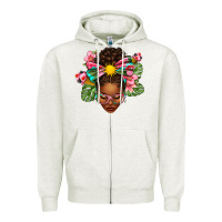 Oatmeal Heather Afro Woman Summer Zipper Hoodie - texasbilliewilder