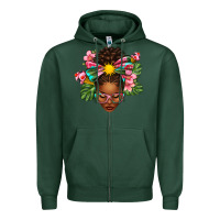 Sports Green Afro Woman Summer Zipper Hoodie - texasbilliewilder