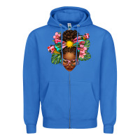 True Royal Afro Woman Summer Zipper Hoodie - texasbilliewilder