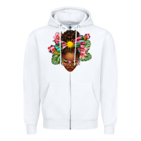 White Afro Woman Summer Zipper Hoodie - texasbilliewilder