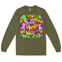 Army Green Mardi Gras king cake seamless pattern Long Sleeve Tee - BundleAndBundleShop