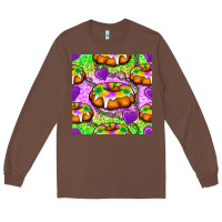Chestnut Mardi Gras king cake seamless pattern Long Sleeve Tee - BundleAndBundleShop