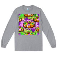 Heather Grey Mardi Gras king cake seamless pattern Long Sleeve Tee - BundleAndBundleShop