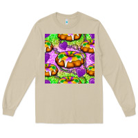 Mushroom Mardi Gras king cake seamless pattern Long Sleeve Tee - BundleAndBundleShop