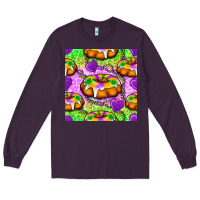 Plum Mardi Gras king cake seamless pattern Long Sleeve Tee - BundleAndBundleShop