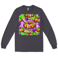 Smoke Mardi Gras king cake seamless pattern Long Sleeve Tee - BundleAndBundleShop