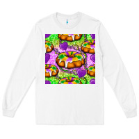 White Mardi Gras king cake seamless pattern Long Sleeve Tee - BundleAndBundleShop