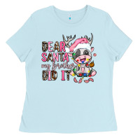 Baby Blue dear santa my brother did it Ladies Tee - AdoDesignShop