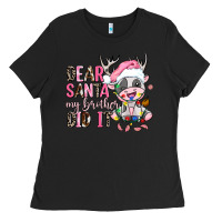 Black dear santa my brother did it Ladies Tee - AdoDesignShop