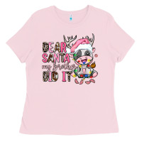 Bubblegum Pink dear santa my brother did it Ladies Tee - AdoDesignShop