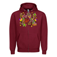 Burgundy Texas Mardi Gras Zipper Hoodie - NancyCooperArtShop
