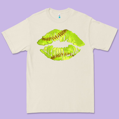 Softball Lips Premium Tee Designed By Adodesignshop