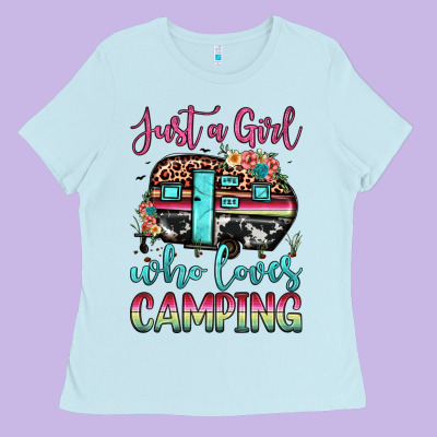Just A Girl Who Loves Camping Ladies Tee Designed By Jahusdesignshop
