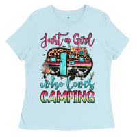 Baby Blue just a girl who loves camping Ladies Tee - JahusDesignShop